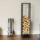 Elevated Black Metal Firewood Rack