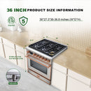 36” Freestanding Gas Range with 6 Sealed Burners Cooktop, Natural Gas/LP Convertible