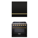 Akicon 36" Stainless Steel Range Hood with 600 CFM Insert & 6-Burner Gas Range Combo – Powerful Ventilation, Convection Oven, Multiple Finishes