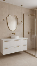 Antique Brass Italian Shield Mirror - Luxurious Bathroom  Living Room Mirror