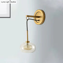 Modernist amber & white glass wall sconce bedroom drop lamp