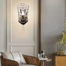 Modernist black & gold wall sconce bedroom clear crystal panel