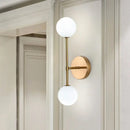 Modernist black & gold wall sconce living room double globe light