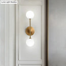 Modernist black & gold wall sconce living room double globe light