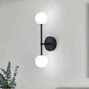 Modernist black & gold wall sconce living room double globe light