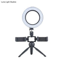 Modernist black led ring light with mobile phone support bedroom lamp