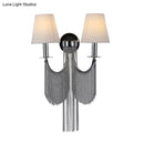 Modernist black & silver tassel wall sconce bedroom e12 light
