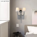 Modernist black & silver tassel wall sconce bedroom e12 light