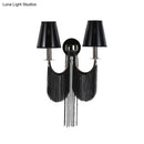 Modernist black & silver tassel wall sconce bedroom e12 light