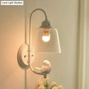 Modernist black & white bird cone wall lamp bedroom glass sconce