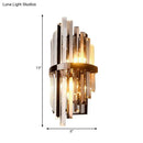 Modernist brass and clear crystal prism sconce – bedroom wall lamp