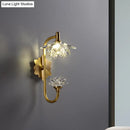 Modernist brass finish crystal shade wall sconce bedroom lotus light