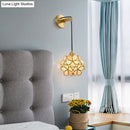 Modernist brass floral glass bulb bedside sconce light pink & clear