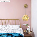 Modernist brass floral glass bulb bedside sconce light pink & clear