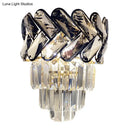 Modernist chrome and crystal wall sconce for family room
