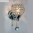 Modernist chrome and crystal wall sconce light – bedroom fixture