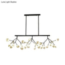 Modernist clear glass firefly hanging island light black & gold dining