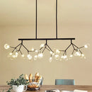 Modernist clear glass firefly hanging island light black & gold dining