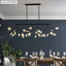 Modernist clear glass firefly hanging island light black & gold dining