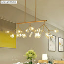 Modernist clear glass firefly hanging island light black & gold dining