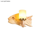 Modernist fish wood backplate cracked glass bedroom wall sconce
