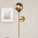 DecorBites™ Modernist Glass Round Sconce Lamp: 1-Light Wall Mounted Light in Gold for Living Room