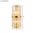 Modernist gold and clear crystal cylinder wall lighting living room