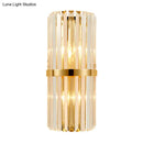 Modernist gold and clear crystal cylinder wall lighting living room