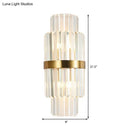 Modernist gold and clear crystal cylinder wall lighting living room