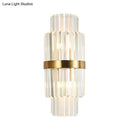 Modernist gold and clear crystal cylinder wall lighting living room