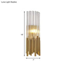 Modernist gold & clear cylinder wall light fixture bedroom sconce