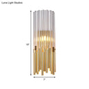 Modernist gold & clear cylinder wall light fixture bedroom sconce