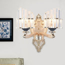 Modernist gold crystal conical shade wall light for living room