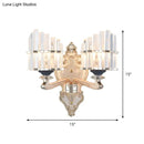 Modernist gold crystal conical shade wall light for living room