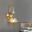 Modernist gold crystal lotus wall lamp bedroom sconce