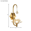 Modernist gold crystal lotus wall lamp bedroom sconce
