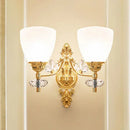 DecorBites™ Modernist Glass Cone Wall Mount Light with Crystal Accent - Gold Finish
