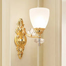 DecorBites™ Modernist Glass Cone Wall Mount Light with Crystal Accent - Gold Finish