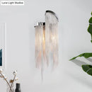 Modernist gold & silver aluminum tassel wall sconce living room light