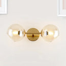 Modernist gold wall lamp with glass shade for living room