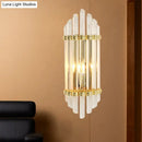 DecorBites™ Modernist Gold Wall Sconce Lamp with Arced Crystal Tubes - 2-Light Wall Mount Fixture