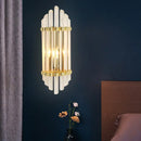 DecorBites™ Modernist Gold Wall Sconce Lamp with Arced Crystal Tubes - 2-Light Wall Mount Fixture