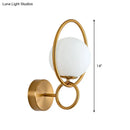 DecorBites™ Modernist Gold Wall Sconce Light with White Glass Shade