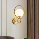 DecorBites™ Modernist Gold Wall Sconce Light with White Glass Shade