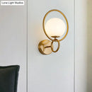 DecorBites™ Modernist Gold Wall Sconce Light with White Glass Shade