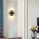 DecorBites™ Modernist Half-Light Pipe Wall Sconce Lamp: Metal & Crystal, Black Finish – Perfect for Dining Room