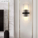 DecorBites™ Modernist Half-Light Pipe Wall Sconce Lamp: Metal & Crystal, Black Finish – Perfect for Dining Room