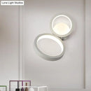 Modernist matte beige double ring wall lamp for bedroom corners