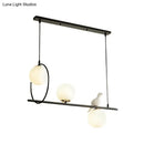 DecorBites™ Modernist Milk Glass Pendant Lamp with 3 Globe Heads and Bird Accent - Black Finish