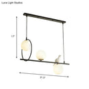 DecorBites™ Modernist Milk Glass Pendant Lamp with 3 Globe Heads and Bird Accent - Black Finish